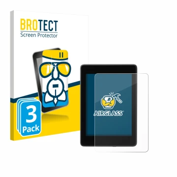 Parte frontale di una confezione del prodotto con il logo del marchio BROTECT. Accanto è raffigurato il dispositivo Amazon Kin