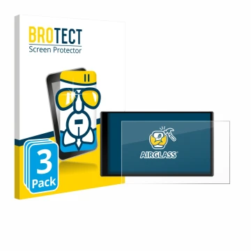 Parte frontale di una confezione del prodotto con il logo del marchio BROTECT. Accanto è raffigurato il dispositivo Garmin Dri