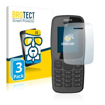 Parte frontale di una confezione del prodotto con il logo del marchio BROTECT. Accanto è raffigurato il dispositivo Nokia 106 