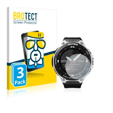Parte frontale di una confezione del prodotto con il logo del marchio BROTECT. Accanto è raffigurato il dispositivo Casio Pro 