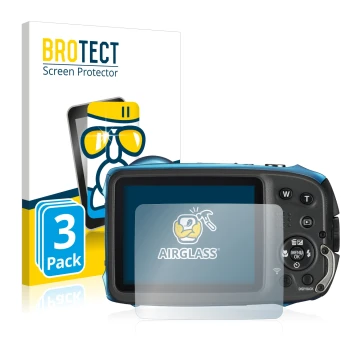 Parte frontale di una confezione del prodotto con il logo del marchio BROTECT. Accanto è raffigurato il dispositivo Fujifilm F