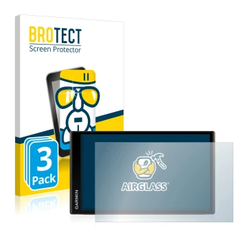 Parte frontale di una confezione del prodotto con il logo del marchio BROTECT. Accanto è raffigurato il dispositivo Garmin Cam