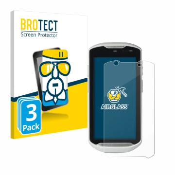Parte frontale di una confezione del prodotto con il logo del marchio BROTECT. Accanto è raffigurato il dispositivo Zebra TC52