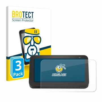 Parte frontale di una confezione del prodotto con il logo del marchio BROTECT. Accanto è raffigurato il dispositivo Amazon Ech