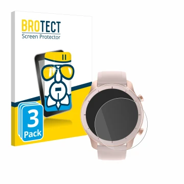 Parte frontale di una confezione del prodotto con il logo del marchio BROTECT. Accanto è raffigurato il dispositivo Huami Amaz