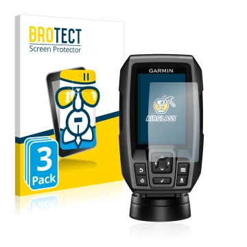 Parte frontale di una confezione del prodotto con il logo del marchio BROTECT. Accanto è raffigurato il dispositivo Garmin Str