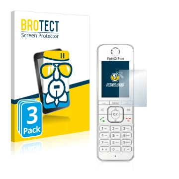 Parte frontale di una confezione del prodotto con il logo del marchio BROTECT. Accanto è raffigurato il dispositivo AVM Fritz!