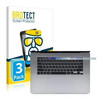 Parte frontale di una confezione del prodotto con il logo del marchio BROTECT. Accanto è raffigurato il dispositivo Apple MacB