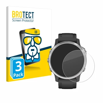 Parte frontale di una confezione del prodotto con il logo del marchio BROTECT. Accanto è raffigurato il dispositivo Garmin Fen