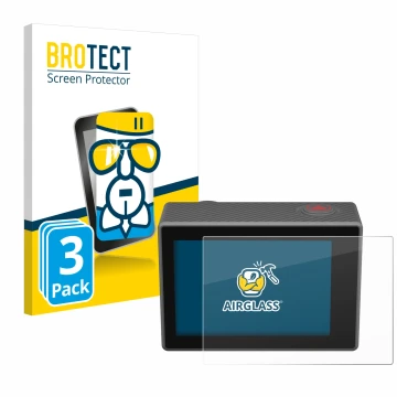 Parte frontale di una confezione del prodotto con il logo del marchio BROTECT. Accanto è raffigurato il dispositivo Akaso V50 