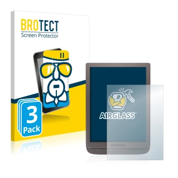 Parte frontale di una confezione del prodotto con il logo del marchio BROTECT. Accanto è raffigurato il dispositivo PocketBook