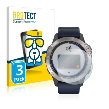 Parte frontale di una confezione del prodotto con il logo del marchio BROTECT. Accanto è raffigurato il dispositivo Garmin qua