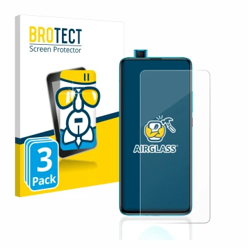 Parte frontale di una confezione del prodotto con il logo del marchio BROTECT. Accanto è raffigurato il dispositivo Xiaomi Poc