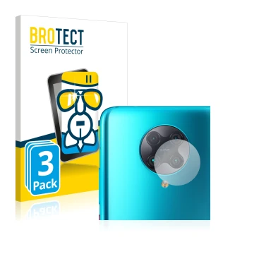 Parte frontale di una confezione del prodotto con il logo del marchio BROTECT. Accanto è raffigurato il dispositivo Xiaomi Poc