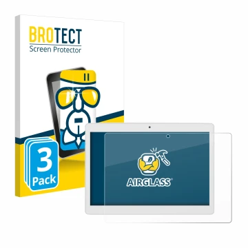 Parte frontale di una confezione del prodotto con il logo del marchio BROTECT. Accanto è raffigurato il dispositivo Alldocube 