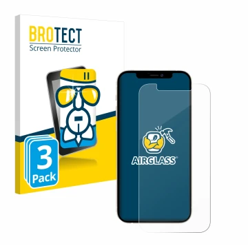 Parte frontale di una confezione del prodotto con il logo del marchio BROTECT. Accanto è raffigurato il dispositivo Apple iPho