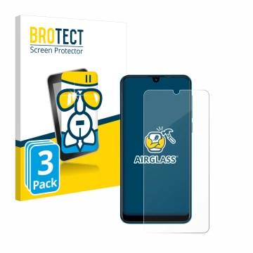 Parte frontale di una confezione del prodotto con il logo del marchio BROTECT. Accanto è raffigurato il dispositivo Beafon M6 