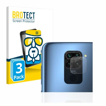 Parte frontale di una confezione del prodotto con il logo del marchio BROTECT. Accanto è raffigurato il dispositivo Xiaomi Red