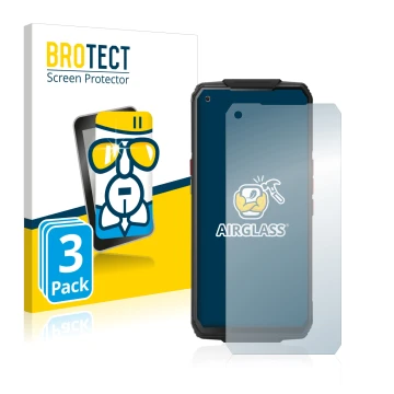 Parte frontale di una confezione del prodotto con il logo del marchio BROTECT. Accanto è raffigurato il dispositivo Oukitel WP