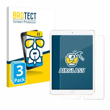 Parte frontale di una confezione del prodotto con il logo del marchio BROTECT. Accanto è raffigurato il dispositivo Apple iPad