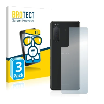 Parte frontale di una confezione del prodotto con il logo del marchio BROTECT. Accanto è raffigurato il dispositivo Sony Xperi