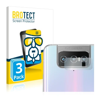 Parte frontale di una confezione del prodotto con il logo del marchio BROTECT. Accanto è raffigurato il dispositivo ASUS Zenfo