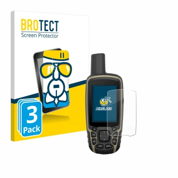 Parte frontale di una confezione del prodotto con il logo del marchio BROTECT. Accanto è raffigurato il dispositivo Garmin GPS