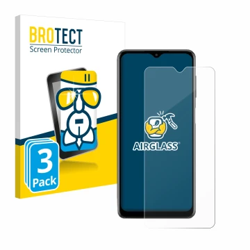 Parte frontale di una confezione del prodotto con il logo del marchio BROTECT. Accanto è raffigurato il dispositivo Samsung Ga