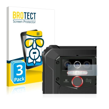 Parte frontale di una confezione del prodotto con il logo del marchio BROTECT. Accanto è raffigurato il dispositivo Oukitel WP