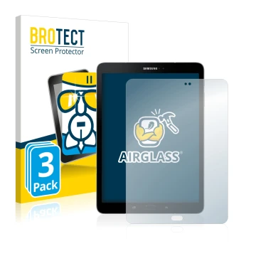 Parte frontale di una confezione del prodotto con il logo del marchio BROTECT. Accanto è raffigurato il dispositivo Samsung Ga