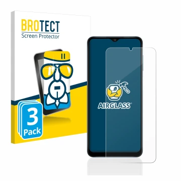 Parte frontale di una confezione del prodotto con il logo del marchio BROTECT. Accanto è raffigurato il dispositivo Samsung Ga