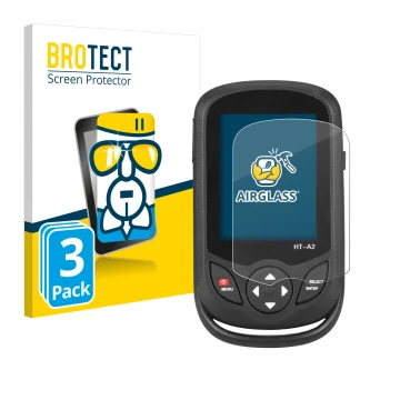 Parte frontale di una confezione del prodotto con il logo del marchio BROTECT. Accanto è raffigurato il dispositivo Hti HT A2 