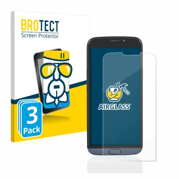 Parte frontale di una confezione del prodotto con il logo del marchio BROTECT. Accanto è raffigurato il dispositivo Doro 8050 