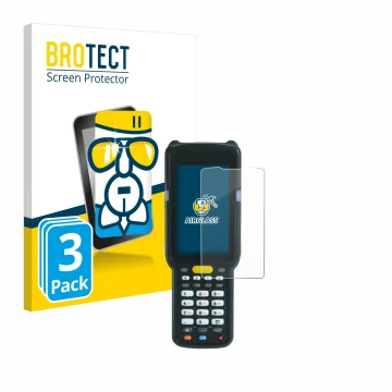 Parte frontale di una confezione del prodotto con il logo del marchio BROTECT. Accanto è raffigurato il dispositivo Zebra MC33