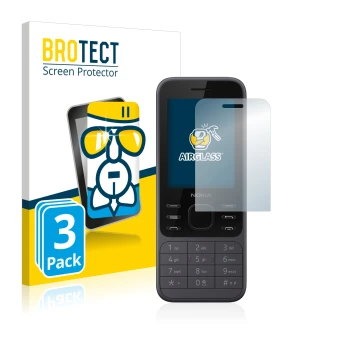 Parte frontale di una confezione del prodotto con il logo del marchio BROTECT. Accanto è raffigurato il dispositivo Nokia 6300