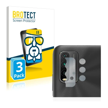 Parte frontale di una confezione del prodotto con il logo del marchio BROTECT. Accanto è raffigurato il dispositivo Xiaomi Red