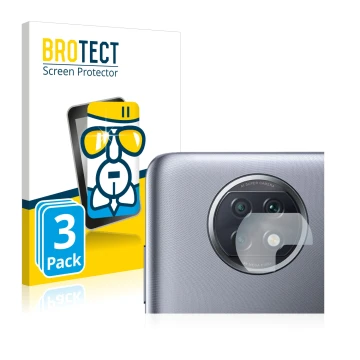 Parte frontale di una confezione del prodotto con il logo del marchio BROTECT. Accanto è raffigurato il dispositivo Xiaomi Red