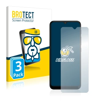 Parte frontale di una confezione del prodotto con il logo del marchio BROTECT. Accanto è raffigurato il dispositivo Motorola M