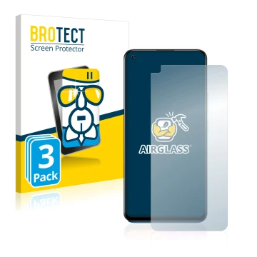 Parte frontale di una confezione del prodotto con il logo del marchio BROTECT. Accanto è raffigurato il dispositivo realme 8 c
