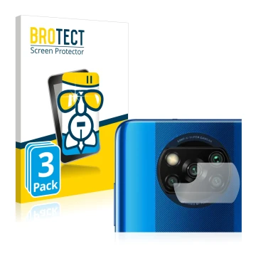 Parte frontale di una confezione del prodotto con il logo del marchio BROTECT. Accanto è raffigurato il dispositivo Xiaomi Poc