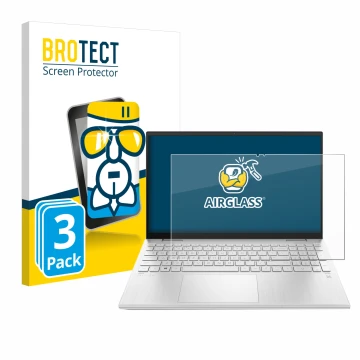 Parte frontale di una confezione del prodotto con il logo del marchio BROTECT. Accanto è raffigurato il dispositivo HP Pavilio