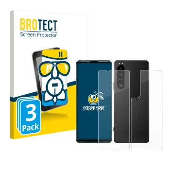 Parte frontale di una confezione del prodotto con il logo del marchio BROTECT. Accanto è raffigurato il dispositivo Sony Xperi