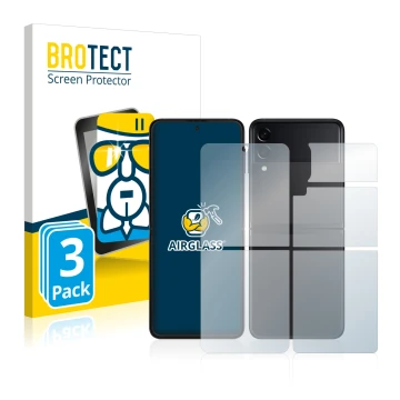 Parte frontale di una confezione del prodotto con il logo del marchio BROTECT. Accanto è raffigurato il dispositivo Samsung Ga