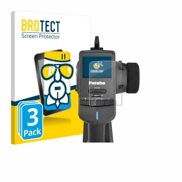 Parte frontale di una confezione del prodotto con il logo del marchio BROTECT. Accanto è raffigurato il dispositivo Futaba T3P