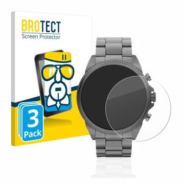 Parte frontale di una confezione del prodotto con il logo del marchio BROTECT. Accanto è raffigurato il dispositivo Fossil Gen