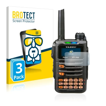 Parte frontale di una confezione del prodotto con il logo del marchio BROTECT. Accanto è raffigurato il dispositivo Yaesu FT-7