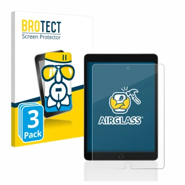 Parte frontale di una confezione del prodotto con il logo del marchio BROTECT. Accanto è raffigurato il dispositivo Apple iPad