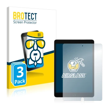 Parte frontale di una confezione del prodotto con il logo del marchio BROTECT. Accanto è raffigurato il dispositivo Apple iPad