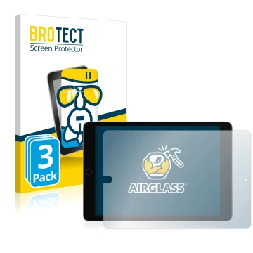 Parte frontale di una confezione del prodotto con il logo del marchio BROTECT. Accanto è raffigurato il dispositivo Apple iPad