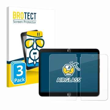 Parte frontale di una confezione del prodotto con il logo del marchio BROTECT. Accanto è raffigurato il dispositivo Microsoft 